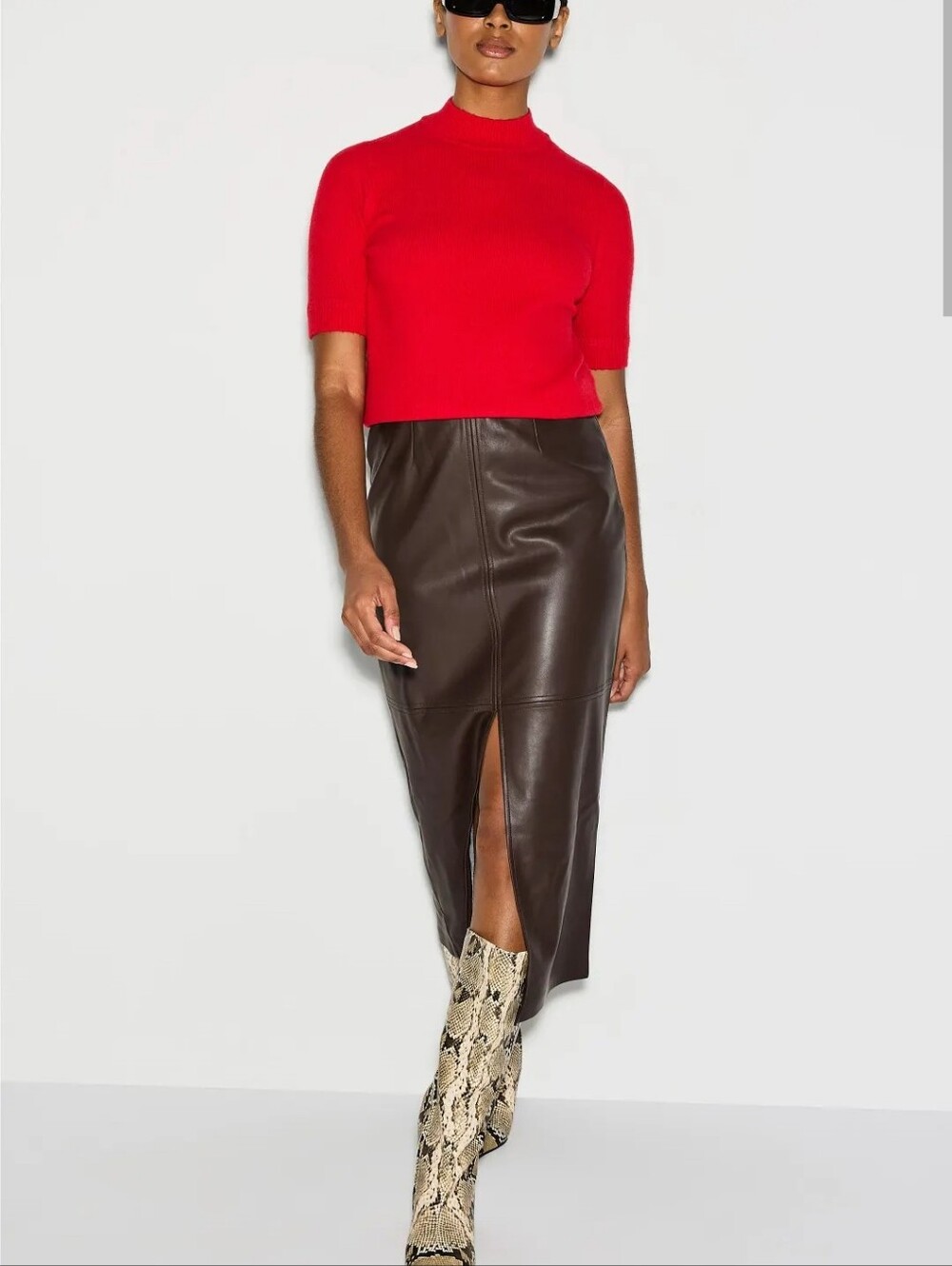 FIFTEEN TWENTY KAIA FAUX LEATHER MIDI SKIRT SIZE XS MSRP $168